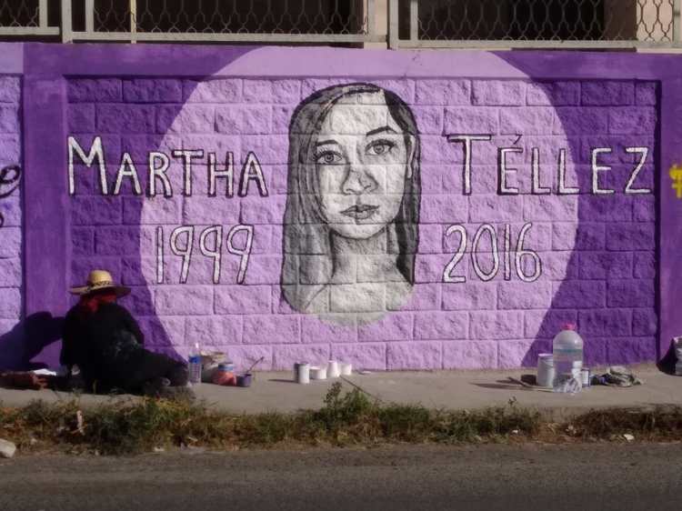 Mural en memoria de Martita Téllez,  el cual fue borrado posterior a su realización por órdenes del gobierno de Chicoloapan. Foto: Justicia Para Martha Téllez / Facebook